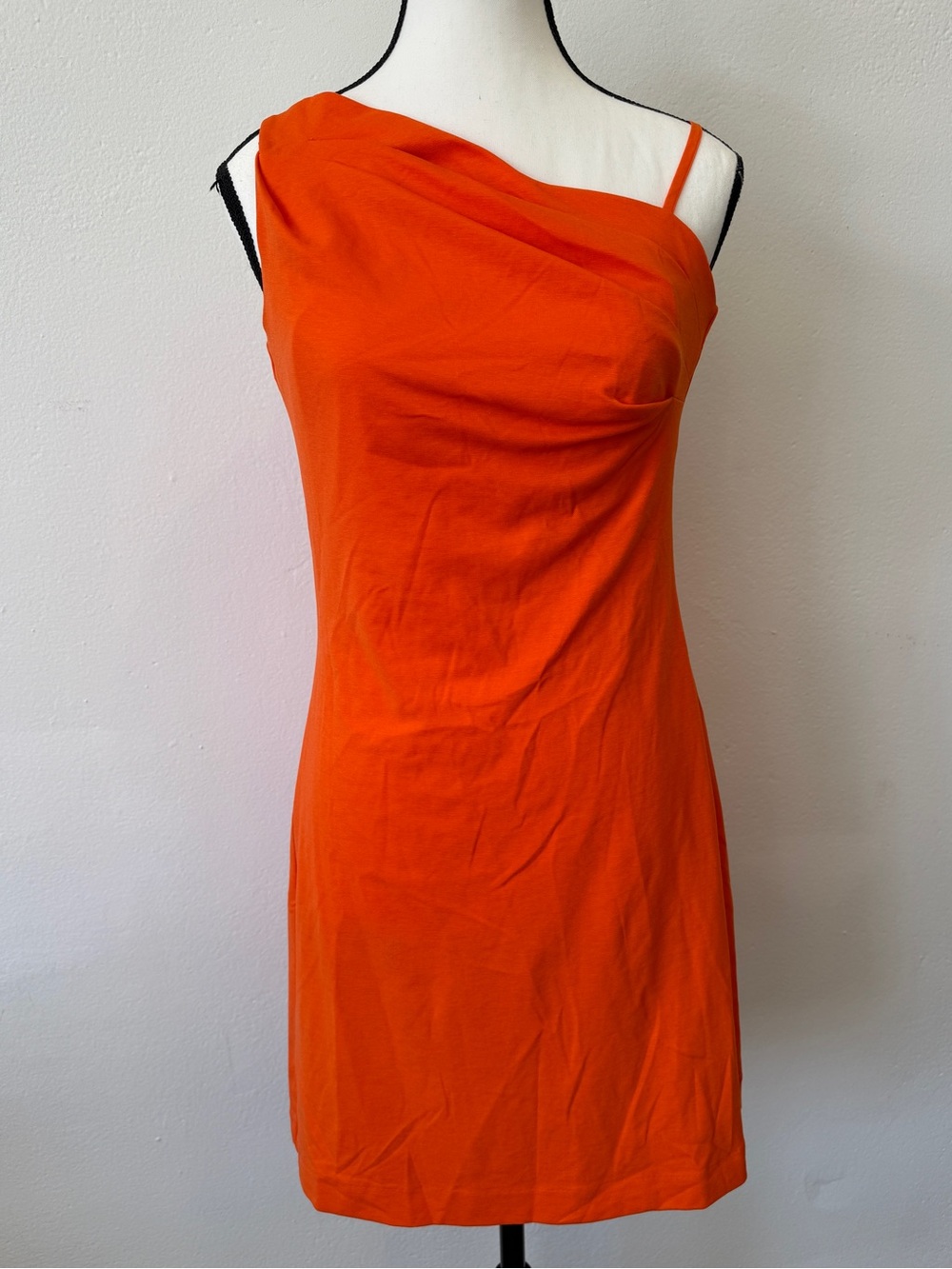 Cos Asymmetric Draped Mini Dress Tangerine Orange Women Small